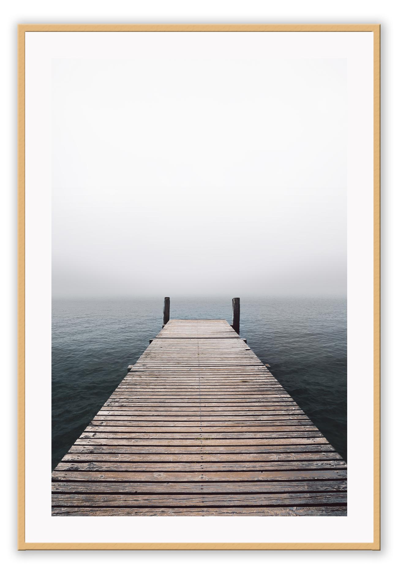 Wooden photography print portrait dock sea minimal abis texture with blue and neutral tones